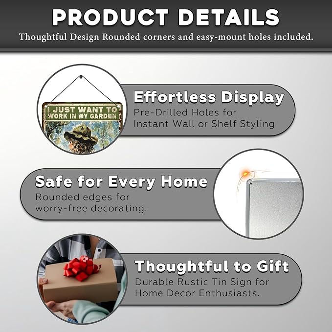 Garden Sign I Just Want To Work In My Garden and Hang Out With My Cat Vintage Metal Tin Sign Retro for Home Patio Backyard 12 * 16inch-StrideForce Fitness