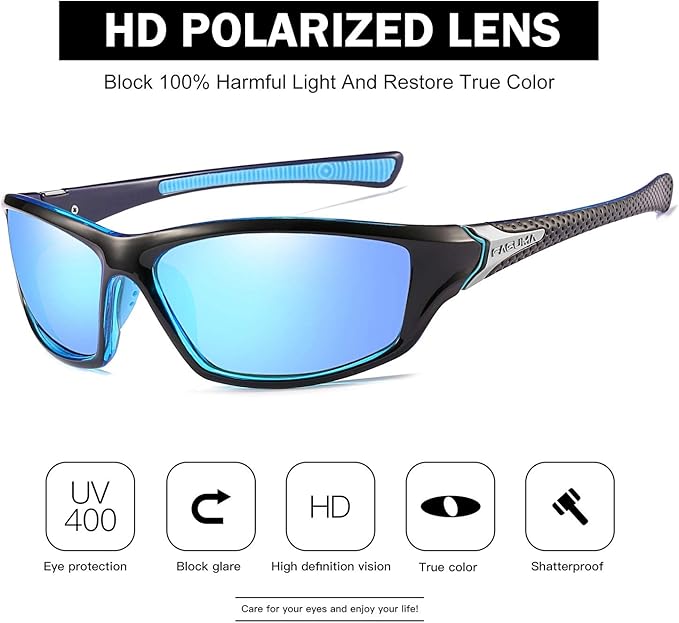 FAGUMA Sports Polarized Sunglasses For Men Cycling Driving Fishing UV400 Protection-StrideForce Fitness