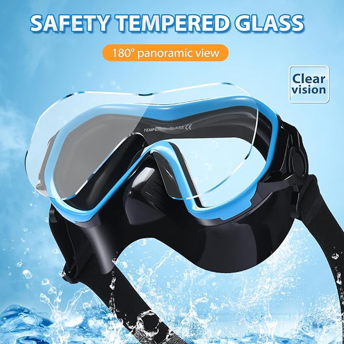 Supertrip Adult Swim Goggles Swimming Goggles with Nose Cover Elastic Fabric Strap Tempered Glass Snorkeling Gear for Adults-StrideForce Fitness
