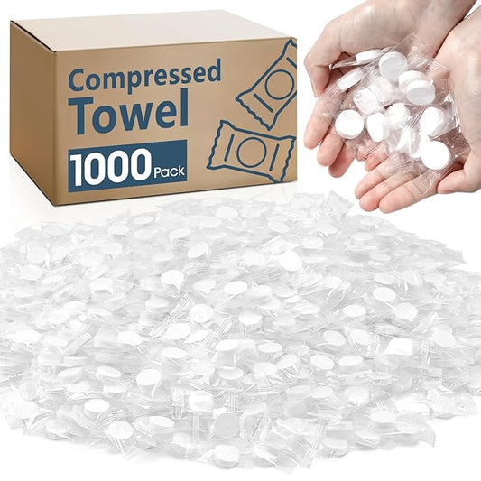 1000 PCS Compressed Towel, Mini Compressed Towel Tablets, Disposable Compressed Face Towels, Camping Towel, Portable Bulk Compressed Coin Tissues for Home, Travel, Outdoor Sports-StrideForce Fitness