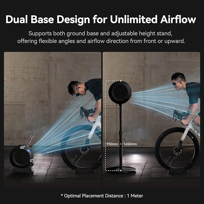 CYCPLUS Smart Indoor Cycling Fan, BLDC Motor Drive, 5 Speed Modes with Remote and APP Control, Low-Noise Bluetooth/ANT+ Cycling Fan for indoor Bike Trainers, Stationary/Spin Bikes, Cross Training-StrideForce Fitness