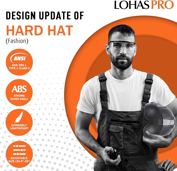 LOHASPRO Arborist Forestry Helmet Safety Hard Hat with Visor and Ear Muffs Carbon Fiber Hard Hat for Logging Chainsaw Helmet Mowing(Black Graphite Pattern with Smoked Visor+Earmuffs)-StrideForce Fitness