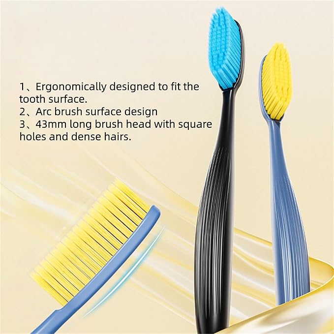 Extra Soft toothbrushes for Adults，Suitable for Sensitive Teeth and People with periodontal Disease,Big and Long Toothbrush Head. 4 Count (Pack of 1)