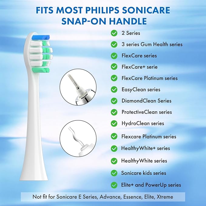Replacement Toothbrush Heads Compatible with Philips Sonicare：10 Pack Soft Replacement Electric Brush Head for 4100 5100 6100 HX9023/65 W Optimal Plaque Control Snap-on System