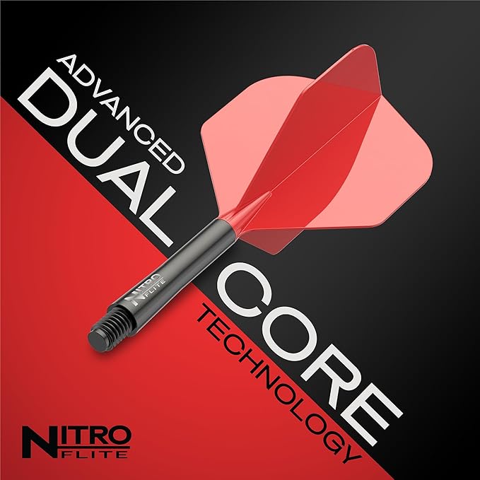 RED DRAGON Darts – Nitro Flite Integrated Flight & Shaft System – No.2 Shape and Design - Available in Short, Intermediate & Medium - Available in Variety of Colours - Professional Darts Accessories-StrideForce Fitness