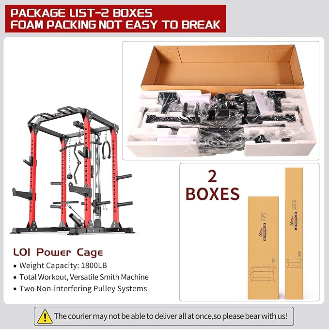 Power Rack Power Cages Multi-Function Squat Rack with Cable Crossover System Selectable More Training Attachment Weight Cage for Garage Home Gym-StrideForce Fitness
