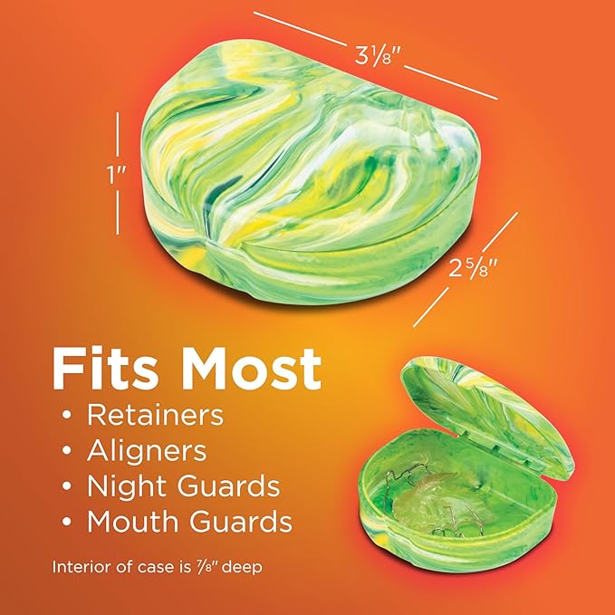 Practicon Marble Retainer Cases, Orthodontic Aligner Case, Mouth Guard Holder (3 Pack) (Citrus)