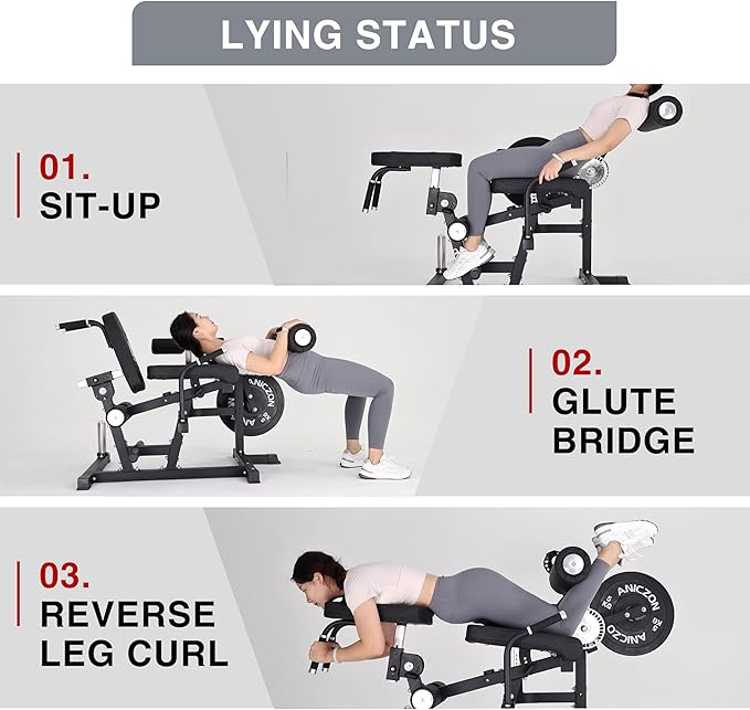 ANICZON Leg Extension and Curl Machine, Leg Rotary Extension for Thigh with Adjustable Seat & Backrest, Lower Body Leg Machine with Plate Loaded for Home Gym-StrideForce Fitness