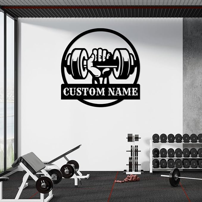 Personalized Metal Gym Sign, Custom Fitness Metal Wall Decor, Body Builder Lovers Gift, Gym Custom Unique Metal Wall Art, fitness room decor, home gym decor, gym wall art (Style-6)-StrideForce Fitness