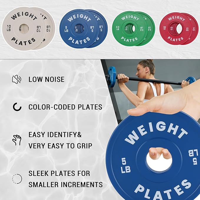 2 in Change Plates 1.25LB Pairs 2.5LB Pairs 5LB Pairs 10LB Pairs 17.5 LB 37.5 LB Set Fractional Weight Plates Set,Bumper plates for Gym Home,Rubber Coating & Steel-StrideForce Fitness