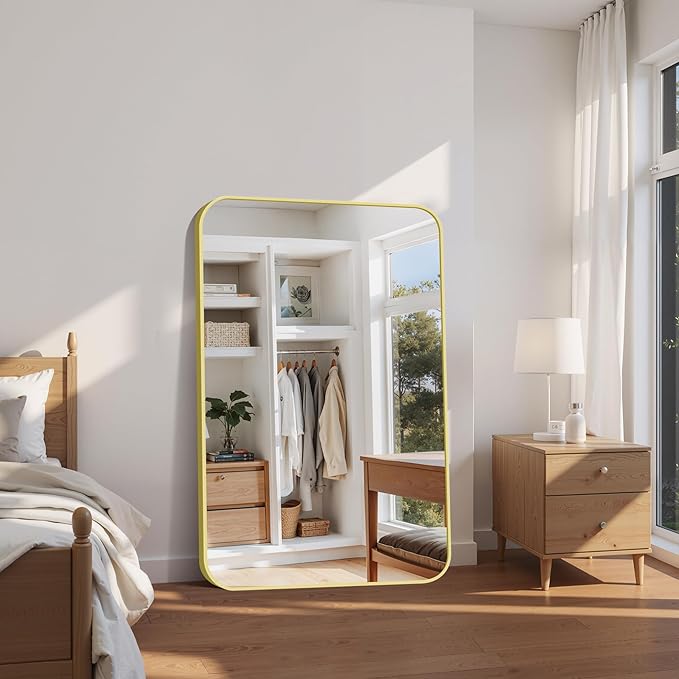 FORBATH 55x36 Inch Gold Bathroom Mirror for Over Sink, Large and Wide Rectangular Wall Mirror with Metal Frame, Rounded Corners for Bathroom, Bedroom, Entryway Decor (Horizontal or Vertical)-StrideForce Fitness