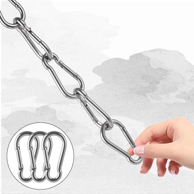 MIVIDE 20 Pack M8 x 3-1/8 inch Carabiner Clips Spring Snap Hook, 304 Stainless Steel Heavy Duty Snap Hooks Carabiner Quick Link Clip for Camping Hiking Traveling Outdoor Swing Gym, 500Lbs Capacity-StrideForce Fitness