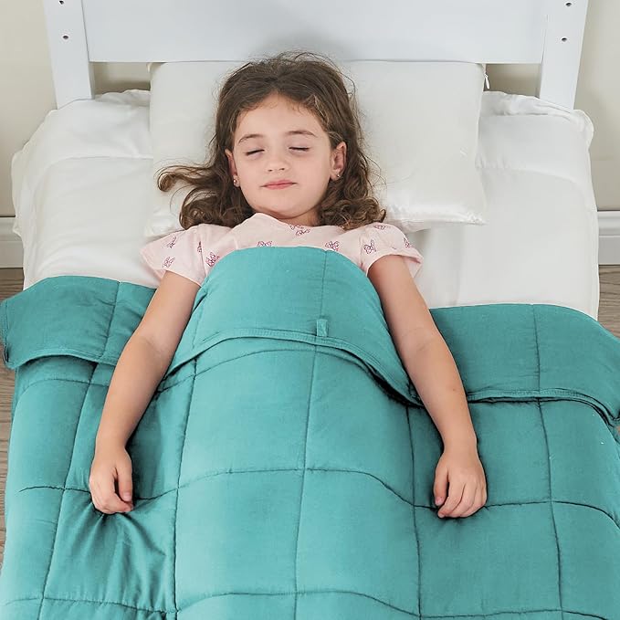 yescool Weighted Blanket (7 lbs, 41" x 60", Teal) Cooling Heavy Blanket for Sleeping Perfect for 60-90 lbs, Breathable Blanket with Premium Glass Bead, Machine Washable-StrideForce Fitness