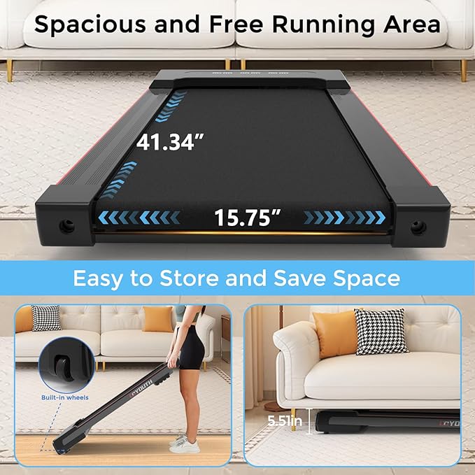 GOYOUTH Walking Pad Treadmill, Under Desk Treadmill for Home Office, Wide Belt Compact Treadmills 300 lbs Capacity, 2.25HP Shock-Absorbing Walking Jogging Running Machine Remote Included-StrideForce Fitness