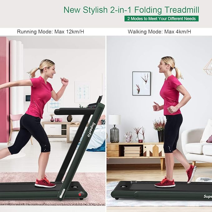 GYMAX Walking Pad, 2.25HP Dual Display Foldable Treadmill for Home with Remote/Smart App Control, Portable Compact Treadmill for Office Under Desk, Folding Running Machine for Small Spaces-StrideForce Fitness