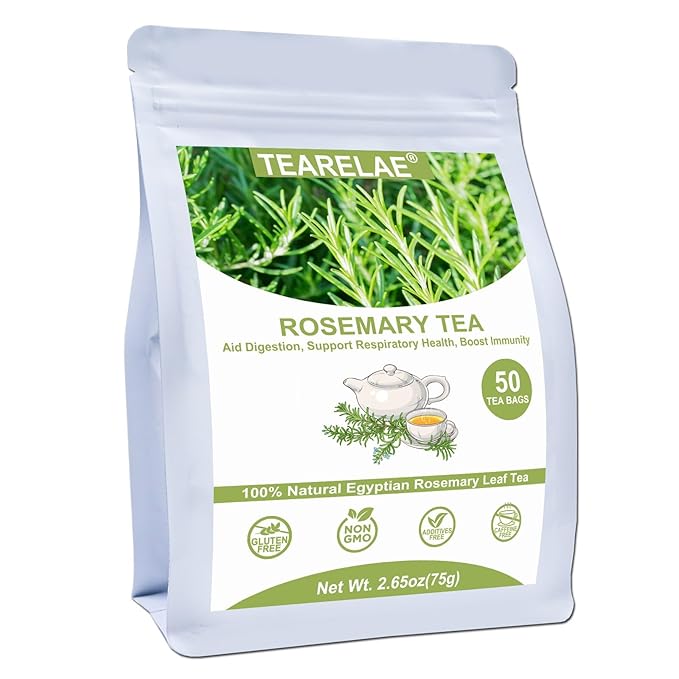 TEARELAE - Rosemary Tea - 1.5g x 50 Count - 100% Pure Rosemary Leaves Tea Bag - Country of Origin Egypt - Aid Digestion & Support Respiratory Health-StrideForce Fitness