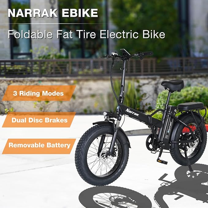 Fat Tire Folding Electric Bike, 48V & 624Wh Lithium Removable Battery, Peak 1100W Brushless Motor, Max Speed 28Mph, M5 Large LCD Display, Suspension, Step-Over/Thru Frame-StrideForce Fitness