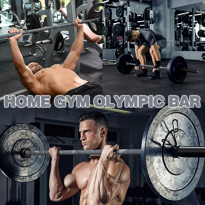 7ft Olympic Barbell for Strength Training and Olympic Weightlifting, 500 700 1000LBS Capacity Available, 2 Inch Bar for Squats, Home Gym Fitness Equipment, Bench Press, Deadlift,Powerlifting-StrideForce Fitness