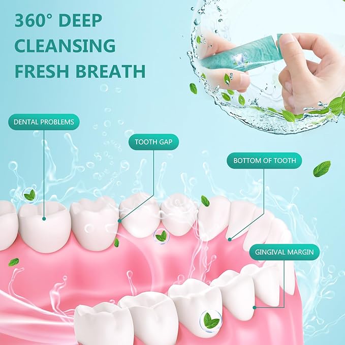 Mouthwash Travel Size Portable 60 Individual Disposable Packets to Go, Alcohol & Fluoride Free Fresh Mint Mouthwash Strips for Superior Oral Hygiene (Pack of 60)