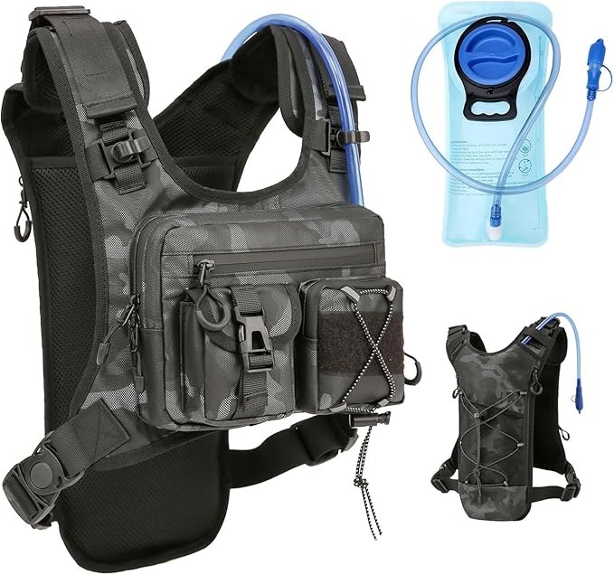 USA Original Patent Running Hydration Vest Backpack, Lightweight Chest Pack with 2.0L Water Bladder Bag Daypack for Hiking Running Cycling Race Marathon for Women Men-StrideForce Fitness