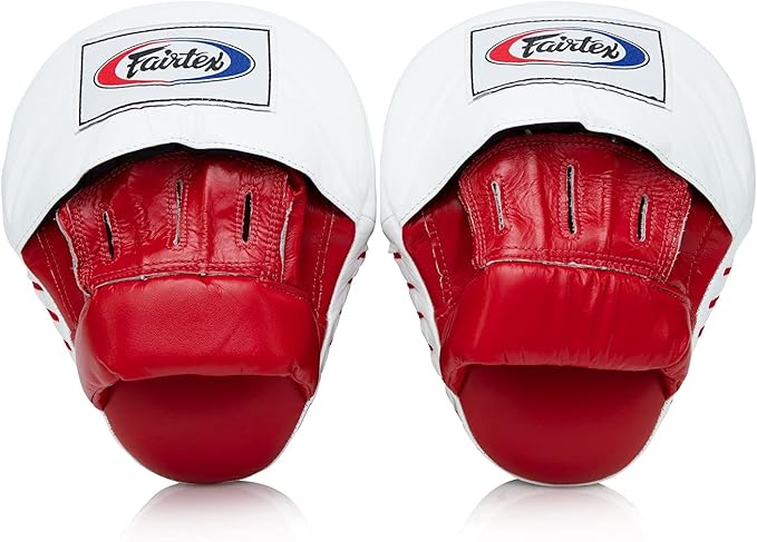 Fairtex FMV9 Contoured Focus Mitts |Striking Accuracy & Protection for Boxing, Muay Thai, Kickboxing |Ergonomic Design, Soft Padding, Secure Fit Leather-StrideForce Fitness