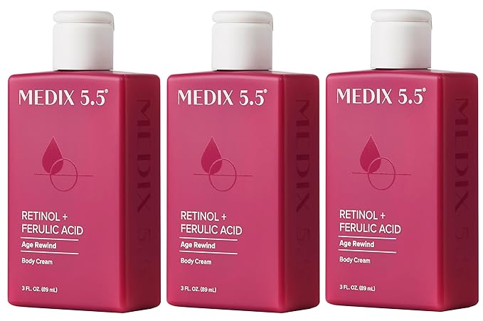 Medix 5.5 Retinol Body Lotion Firming Moisturizer | Crepey Skin Care Treatment | Retinol Body Cream | Firming Cream Targets Look Of Crepe Skin, Wrinkles, & Sagging, 3 Fl Oz Travel Size, 3-Pack-StrideForce Fitness