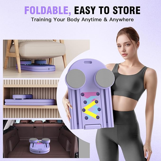 Pilates Reformer Board, 6 in 1 Portable & Foldable Pilates Reformer Set with Resistance Bands, Pilates Board for Home Workout, Multifunctional Abdominal Board-StrideForce Fitness