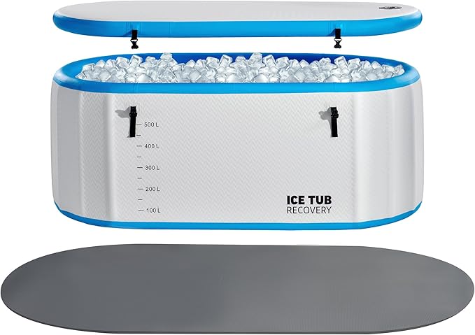 Albott Inflatable Cold Plunge Tub for Athletes, Ice Bath Tub with Insulated Lid Non-Slip Mat, Water Chiller Compatible, Portable for Indoor & Outdoor Recovery, 210 Gal, 71" L x 35" W x 30" H-StrideForce Fitness