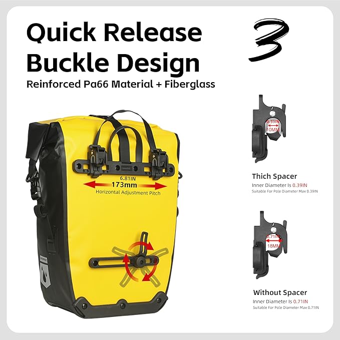 Rhinowalk Bike Bag Waterproof Bike Pannier Bag for Bicycle Cargo Rack Saddle Bag Shoulder Bag Laptop Pannier Rack Bicycle Bag Professional Cycling Accessories-StrideForce Fitness