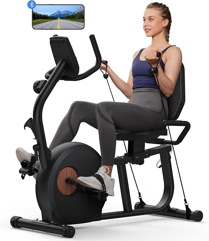 MERACH Recumbent Exercise Bike for Home with Smart Bluetooth and Exclusive App Connectivity, LCD, Heart Rate Handle, Magnetic Recumbent Bikes S08/S23-StrideForce Fitness