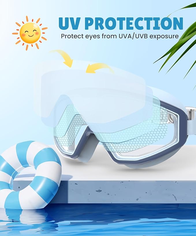 NSSIW Swim Goggles Swimming Kids-Goggles: Anti Fog No Leak with Nose Clip Earplugs for Girls Boys Youth 6-14 3 Pack-StrideForce Fitness