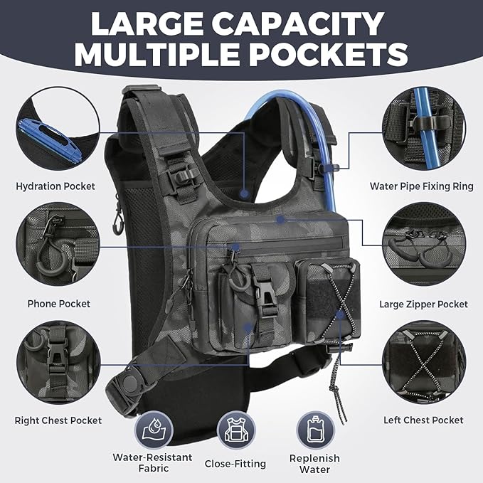 USA Original Patent Running Hydration Vest Backpack, Lightweight Chest Pack with 2.0L Water Bladder Bag Daypack for Hiking Running Cycling Race Marathon for Women Men-StrideForce Fitness