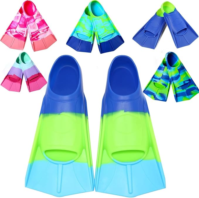 Kids Swim Fins,Short Comfortable Flippers for Lap Swimming and Training for Child,Girls,Boys,Beginners-StrideForce Fitness