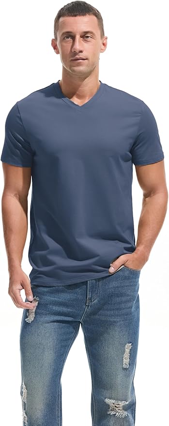 VEIISAR Premium V Neck T Shirts for Men - Modern Fitted Tees Vneck Undershirts-StrideForce Fitness