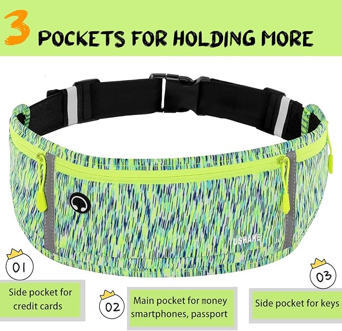 USHAKE Slim Running Belt, Workout Fanny Pack for Men Women,Exercise Waist Pack for Apple iPhone Holder, Runner Belt for Running Walking Cycling Camping Gym-StrideForce Fitness