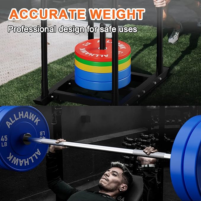 Colorful Olympic Bumper Plates, 2-inch Stainless Steel Insert, Virgin Rubber Weight Plate Set for Barbell Weight Lifting and Strength Training Home Gym-StrideForce Fitness