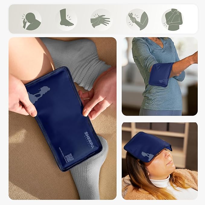 Small Soft Ice Packs for Injuries Reusable - Hot and Cold Flexible Gel Ice Packs Reusable for Ankle, Hand, Wrist, Head Pain Relief - 6" x 11" - Blue-StrideForce Fitness