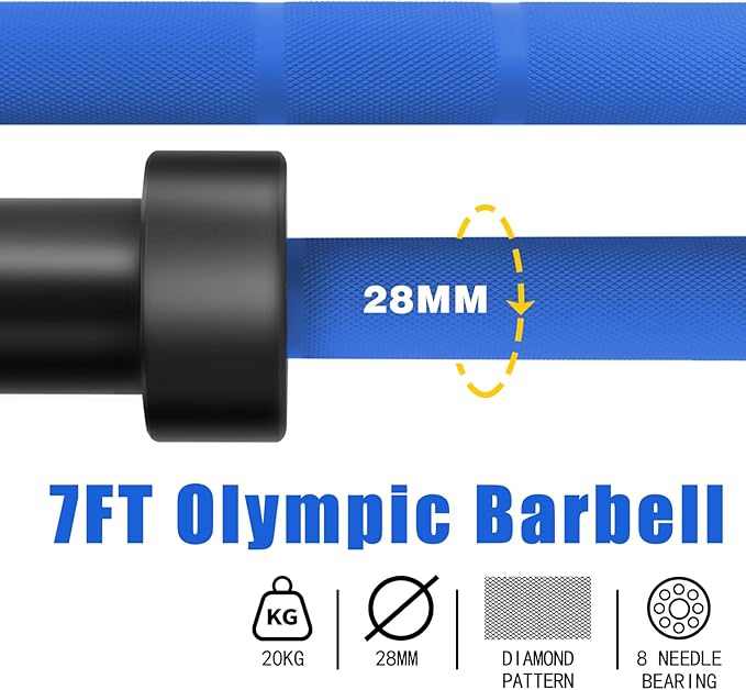 7ft Olympic Barbell for Strength Training and Olympic Weightlifting, 500 700 1000LBS Capacity Available, 2 Inch Bar for Squats, Home Gym Fitness Equipment, Bench Press, Deadlift,Powerlifting-StrideForce Fitness