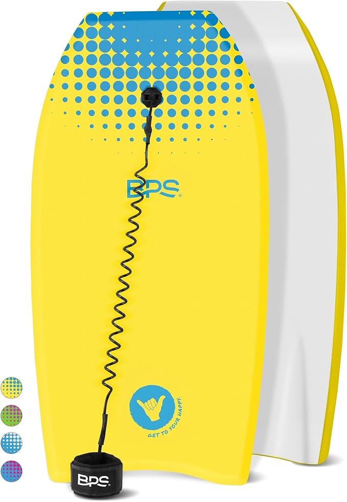 BPS New Zealand ‘Shaka’ Body Board for All Wave Conditions - Lightweight with EPS Core, HDPE Slick Bottom, Body Boards for Beach with Wrist Leash and Plug for Kids and Adults - All Skill Levels-StrideForce Fitness