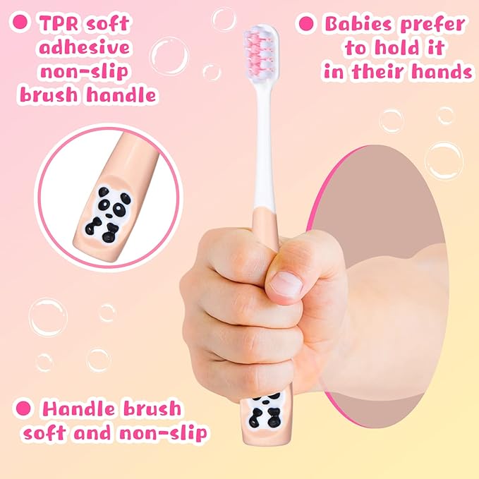 Dingion 24 Pcs Kids Toothbrush Bulk Children Manual Tooth Brush Set Soft Lovely Little Cute Colorful Panda Toothbrush Bristles for Age 3 and Above Boys Girls