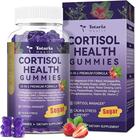 Cortisol Supplements for Women & Men 20-in-1 Cortisol Gummies with Ashwagandha Rhodiola Rosea Magnesium Phosphatidylserine Calm Focus Mood Support Healthy Cortisol Levels 30 Day Supply-StrideForce Fitness