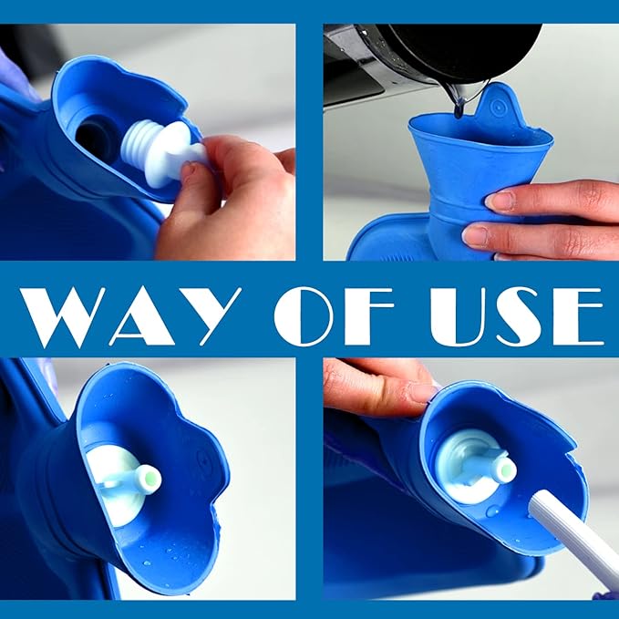 2 L Home Enema Bag Kit with 2 Enema Tips,60 inch Long Silicone Hose, Controlable Water Flow Valve, Hot-Water Bottle for Colon Cleansing Enemas（Blue）-StrideForce Fitness