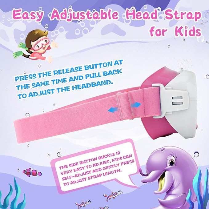 Kids Swim Goggles with Nose Cover, Anti-Leak Swim Mask with Elastic Fabric Strap, UV Protection Swimming Goggles for Kids-StrideForce Fitness