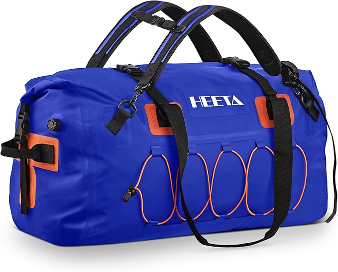 HEETA Waterproof Duffel Bag Motorcycle Dry Bag Backpack, 60L/80L Extra Large Rolltop Travel Duffle Bags with Straps & Handles for Kayaking Rafting Boating Canoeing Camping Gym Beach Cruise Ship-StrideForce Fitness