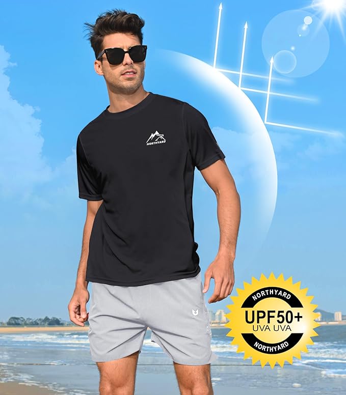 NORTHYARD Men's UPF 50+ Sun Protection Shirts Swim SPF UV Quick Dry Short Sleeve T-Shirts for Athletic Fishing Rash Guard-StrideForce Fitness