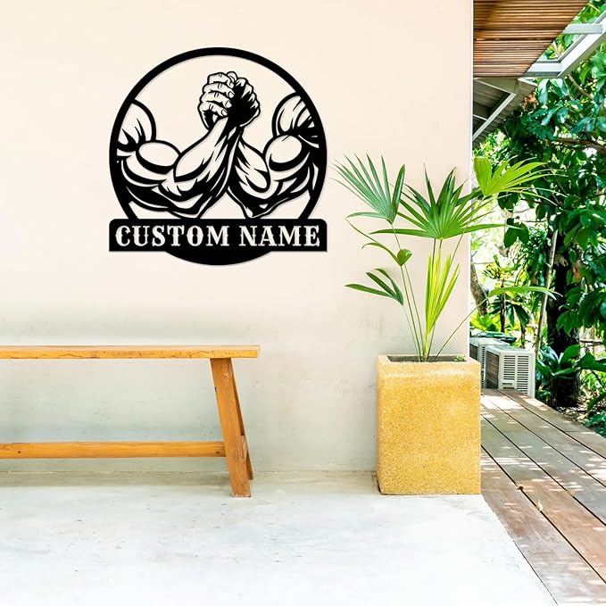 Customized Metal Gym Name Sign, Personalized Sports Room Wall Art,Metal Gym Sign,Unique Fitness Wall Sign, Gym Lovers Unique Gift, Gym Wall Art,Training Center Sign (Style-10)-StrideForce Fitness