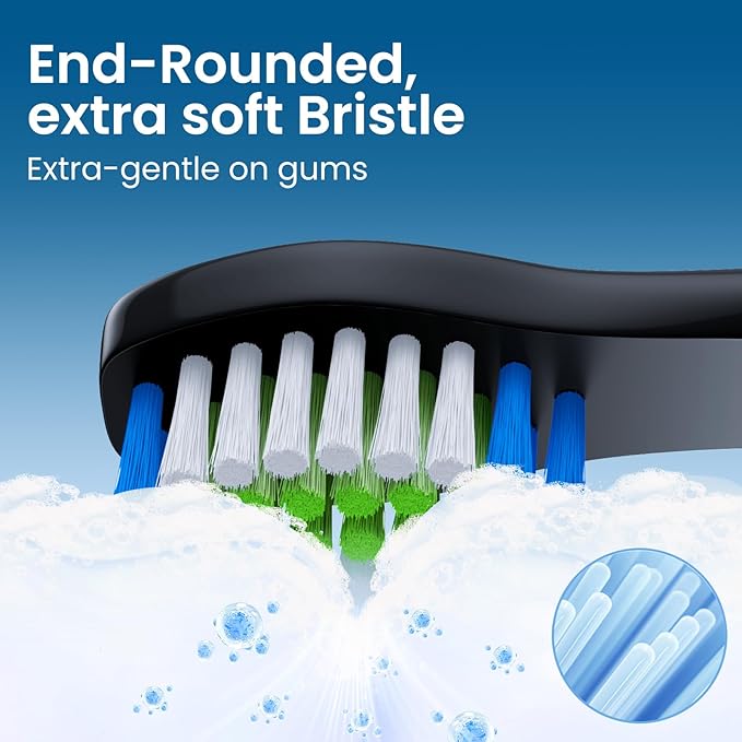 Replacement Toothbrush Heads 10 Pack Compatible with Bitvae Daily D2 Rechargeable Toothbrush, for D2 Toothbrush Heads Refills, Black