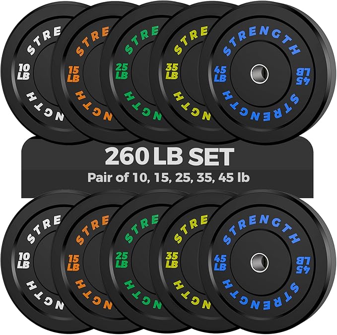 Olympic Rubber Bumper Weight Set - 2 Inch Barbell Plates for Home Gym Strength Training-StrideForce Fitness