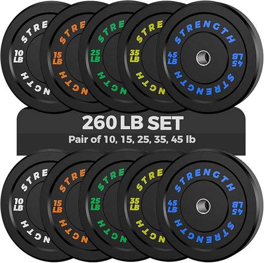 Olympic Rubber Bumper Weight Set - 2 Inch Barbell Plates for Home Gym Strength Training-StrideForce Fitness
