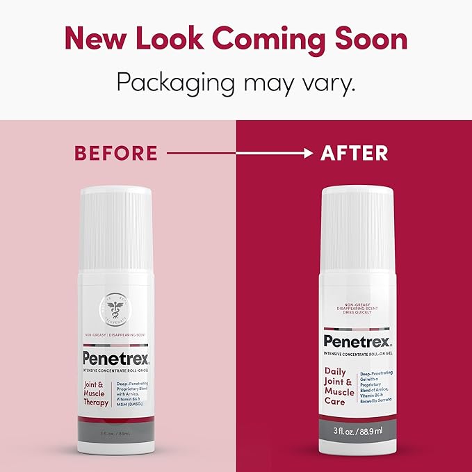 Penetrex Joint & Muscle Therapy - Soothing Gel for Back, Neck, Hands, Feet - Premium Whole Body Rub with Arnica, Vitamin B6 & MSM - 3oz Roll On Gel (3-Pack)-StrideForce Fitness